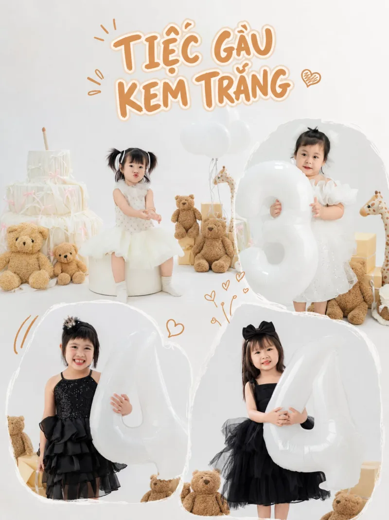Concept TIỆC GẤU KEM TRẮNG – Kids (Bé lớn) tại Mơ Home Long Khánh