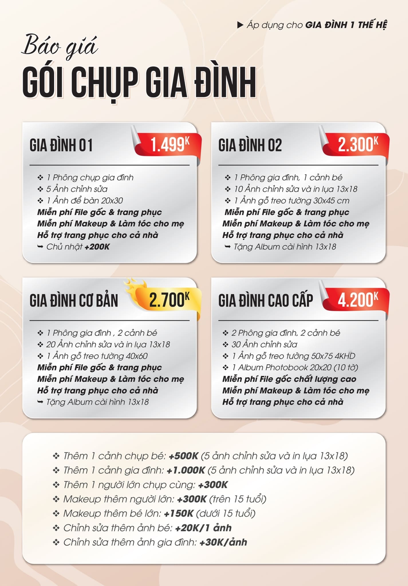 Chụp ảnh gia đình bao nhiêu?